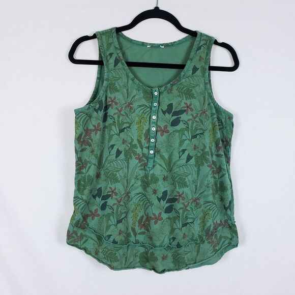 Sundance Boho Cottagecore Garden Tank Top Womens M? Henley Botanical Floral - Picture 1 of 6